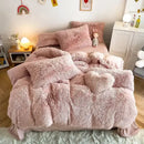 GobekUsa Fluffy Faux Fur Bedding Set: Duvet Cover, Sheet, Pillowcase - Soft & Warm
