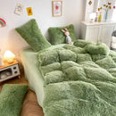 GobekUsa Fluffy Faux Fur Bedding Set: Duvet Cover, Sheet, Pillowcase - Soft & Warm