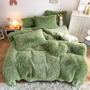 GobekUsa Fluffy Faux Fur Bedding Set: Duvet Cover, Sheet, Pillowcase - Soft & Warm