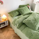 GobekUsa Fluffy Faux Fur Bedding Set: Duvet Cover, Sheet, Pillowcase - Soft & Warm