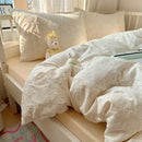 GobekUsa French Lace Washed Cotton Bedding Sets for King Queen Beds