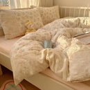 GobekUsa French Lace Washed Cotton Bedding Sets for King Queen Beds