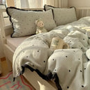 GobekUsa French Lace Washed Cotton Bedding Sets for King Queen Beds