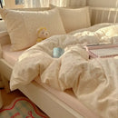 GobekUsa French Lace Washed Cotton Bedding Sets for King Queen Beds