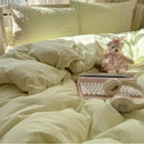 GobekUsa French Lace Washed Cotton Bedding Sets for King Queen Beds