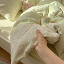 GobekUsa French Lace Washed Cotton Bedding Sets for King Queen Beds
