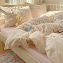 GobekUsa French Lace Washed Cotton Bedding Sets for King Queen Beds
