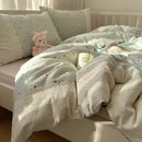 GobekUsa French Lace Washed Cotton Bedding Sets for King Queen Beds