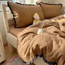 GobekUsa French Lace Washed Cotton Bedding Sets for King Queen Beds