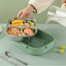 Mint green insulated bento lunch box with cutlery kitchen set by Decorbites