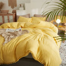 GobekUsa Furball Tassel Duvet Cover Set - Luxury Bedding - King Queen Twin Full Sizes