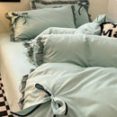 GobekUsa Cotton Embroidery Bedding Set with Lace for All Seasons