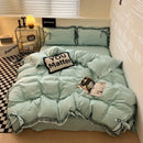 GobekUsa Cotton Embroidery Bedding Set with Lace for All Seasons