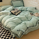 GobekUsa Cotton Embroidery Bedding Set with Lace for All Seasons
