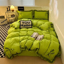 GobekUsa Cotton Embroidery Bedding Set with Lace for All Seasons
