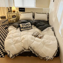 GobekUsa Cotton Embroidery Bedding Set with Lace for All Seasons