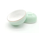 Mint green & white celadon tea cup set dining room gold rim porcelain by Decorbites