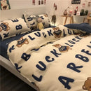 GobekUsa Cartoon Print Bedding Set: Breathable Duvet Cover, Bed Sheet, Pillowcases - Double & Single Sizes