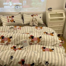 GobekUsa Cartoon Print Bedding Set: Breathable Duvet Cover, Bed Sheet, Pillowcases - Double & Single Sizes