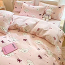 GobekUsa Cartoon Print Bedding Set: Breathable Duvet Cover, Bed Sheet, Pillowcases - Double & Single Sizes