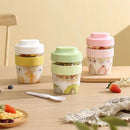 Mint green & yellow breakfast cup kitchen food container by Decorbites