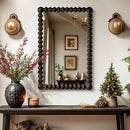 Black Beaded Carved Wood Wall Mirror by Decor Steals