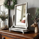 Distressed White Adjustable Wood Vanity Mirror by Decor Steals