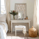 Distressed White Adjustable Wood Vanity Mirror by Decor Steals