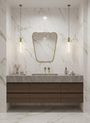 Antique Brass Mirror, Italian Wavy Brass Mirror