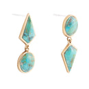 Miss-Matched Blue Turquoise Golden Post Earrings