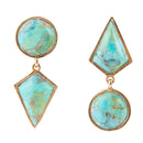 Miss-Matched Blue Turquoise Golden Post Earrings