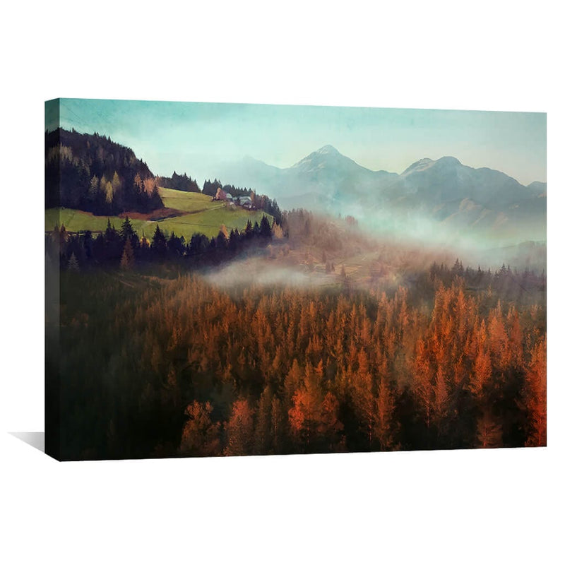 Misty Autumn Landscape Canvas