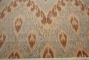 8' x 10' Hand Knotted Ikat Design 100% Wool Pile Area Rug Tan