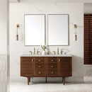 James Martin Amberly 60" Dual Mount Double Bathroom Vanity, Mid-Century Walnut