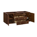 James Martin Amberly 60" Dual Mount Double Bathroom Vanity, Mid-Century Walnut