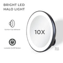 Lighted Compact Mirror with Magnification & Suction Cup
