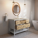 James Martin Olena 48" Single Bathroom Vanity, Polished White and Light Mappa Burl
