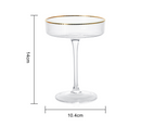 Ribbed Coupe Cocktail Glasses With Gold Rim 8 oz | Set of 4