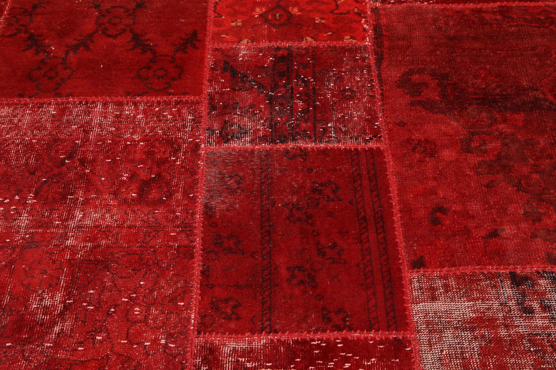 8'x10' Hand Knotted Wool Turkish Oriental over-dyed patchwork Area Rug 8x10 Red