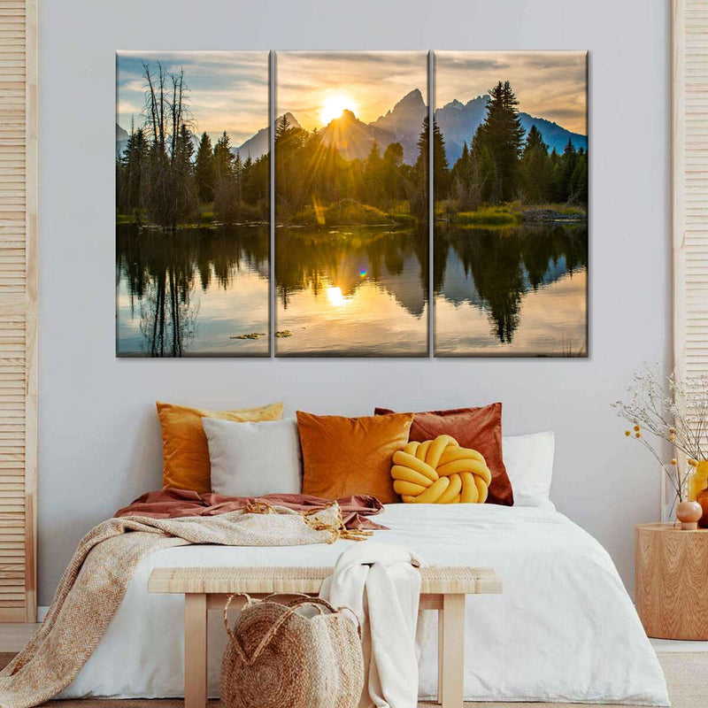 Grand Teton Dramatic Sunset Wall Art