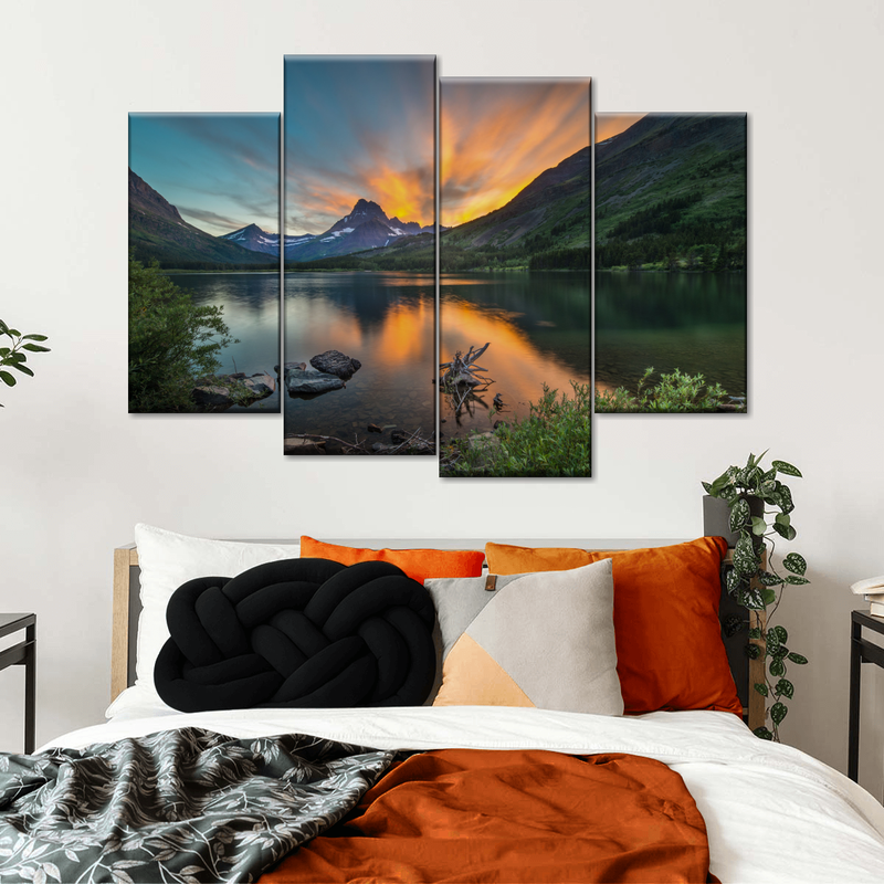 Swiftcurrent Sunset Lake Wall Art