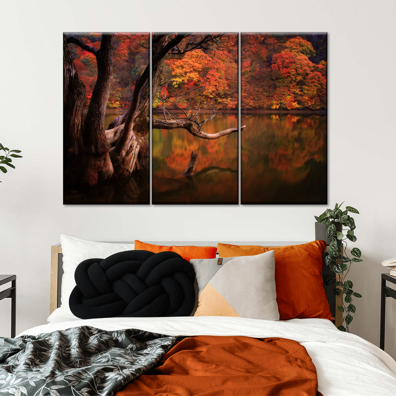 Orange Autumn Lake Wall Art