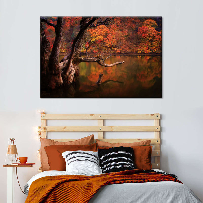 Orange Autumn Lake Wall Art