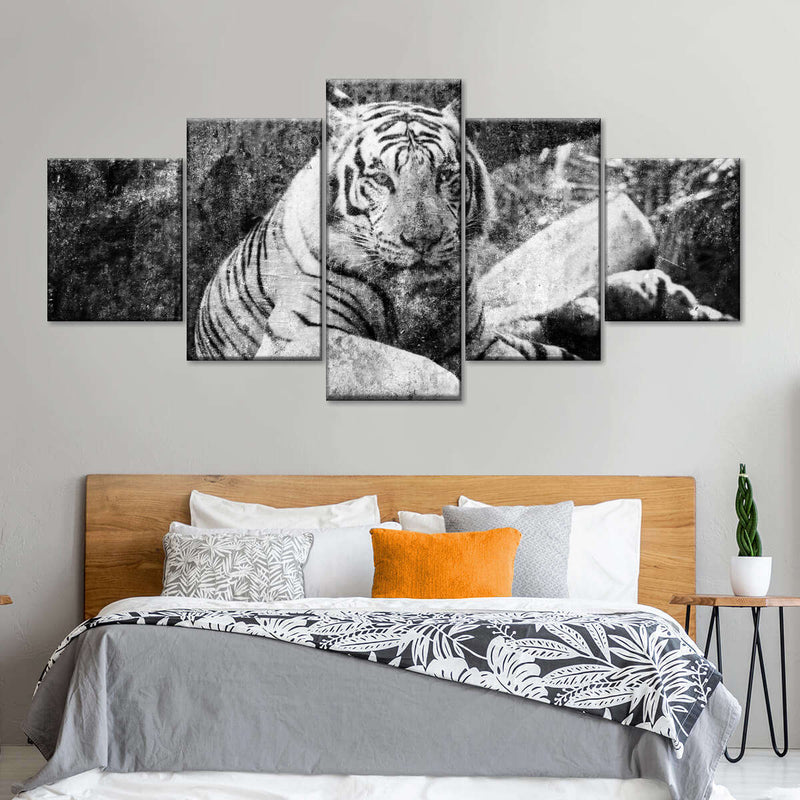 Textured White Tiger Wall Art