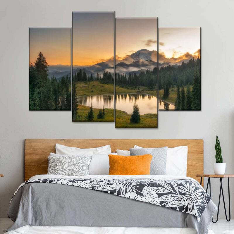 Majestic Sunset At Mount Rainer Wall Art