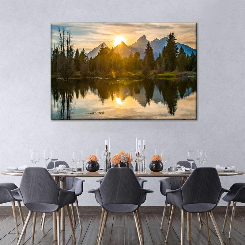 Grand Teton Dramatic Sunset Wall Art