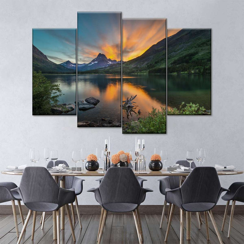 Swiftcurrent Sunset Lake Wall Art