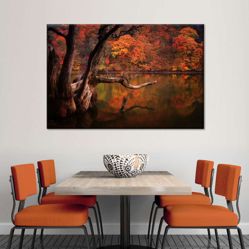 Orange Autumn Lake Wall Art