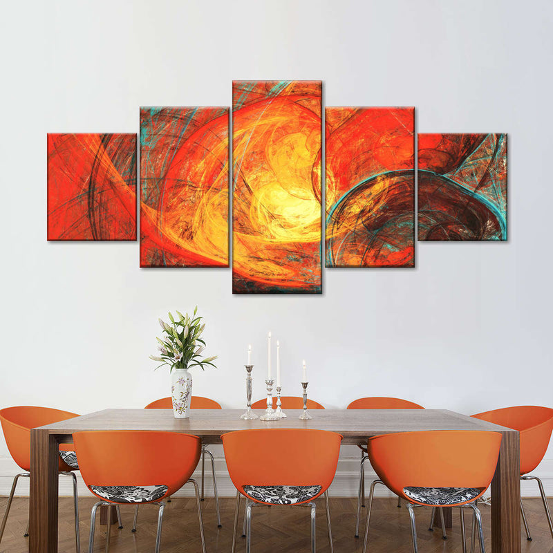 Flaming Sun Dynamic Abstract Wall Art