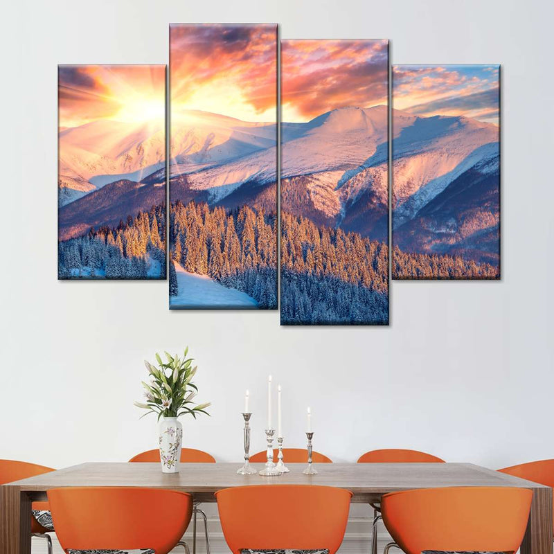 Snowy Mountain Sunrise Wall Art